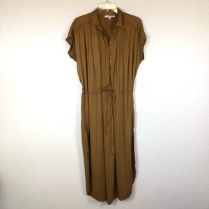 Young Fabulous & Broke Ochre Gold Midi Shirt Dress with Belt size XS